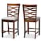 Baxton Studio Lanier Grey Upholstered Walnut Wood 2-PC Counter Height Pub Chair Set 161-9887 - alternate 1